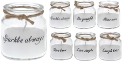 Candle In Jar With Small Phrase