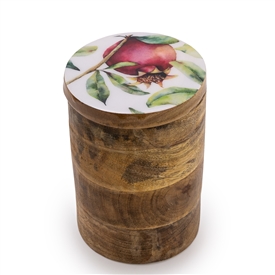 Medium Wood Storage Jar With Enamel Lid 15.5cm