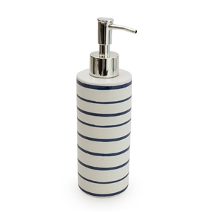 DUE SEPT Blue & White Stripe Soap Dispenser  20cm