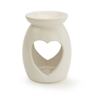 White Ceramic Heart Cut Out Oil/Wax Burner