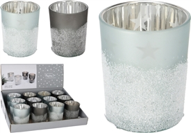2asst Frosted Candle Holder