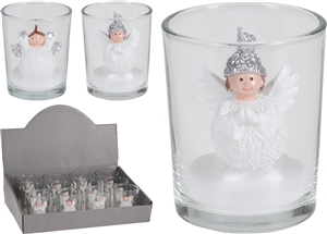 Angel Tealight In Glass 6cm SOLD IN 12's