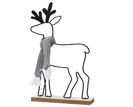 Medium Wire Reindeer With Soft Scarf 29cm