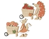 2asst Wooden Animal With Wheelbarrow