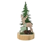 Reindeer Tree Scene On Wood Base 16.5cm