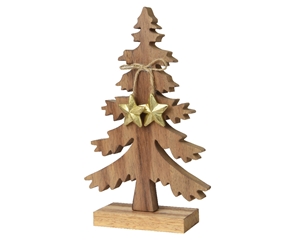 Wooden Tree With Gold Stars 23cm