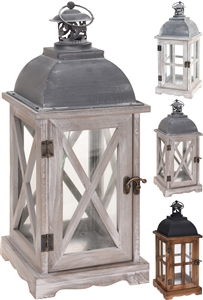 Standing Rustic Wooden Latern 3 Assorted 41cm