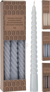 3asst Set Of 6 Twisted Taper Candles