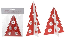 Red / White Christmas Tree With Bells - 2 Asst