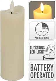 LED Candle With Flickering Wick - Ivory 15cm