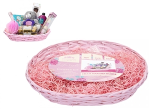 Pink Hamper With Ribbon And Wrap