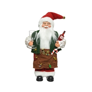 Santa With Wine Glass And Bottle 30cm
