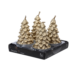 Set OF 4 Tree Candles - Gold