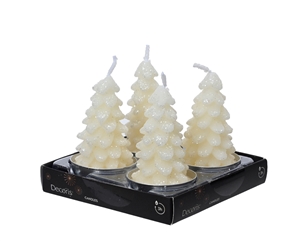 Set OF 4 Tree Candles - White