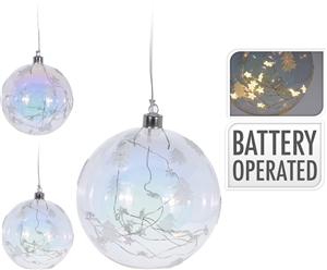 Clear Bauble With LED Lights 2 Assorted 12cm