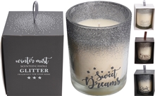Festive Scented Candle In Glittery Jar 3 Assorted