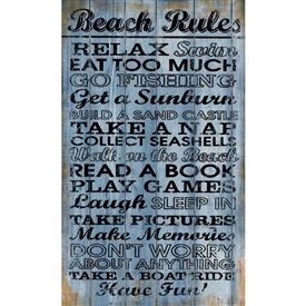 Large MDF Beach Rules Sign 58cm
