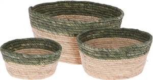 Set Of 3 Straw Baskets