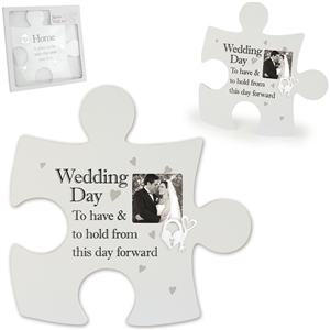 White Jigsaw Wedding Photo Frame