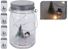 LED Festive Scene In A Jar 4 Assorted 13cm