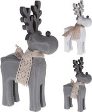 Rustic Wood Reindeer With Scarf 2 Assorted 16cm