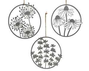 Zinc Floral Cut Out Garden Wall Decoration- 3 Assorted- 26cm