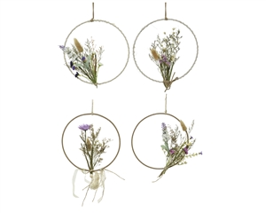 Circular Hanging Dried Floral Home Decoration- 4 Assorted- 22cm