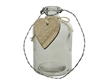Hanging Glass Vase With Wood Heart 12.5cm