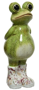 Green Terracotta Frog Garden Ornament- 24.5cm
