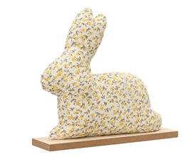 Floral Bunny On Wooden Base 36cm