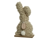 Fluffy Bunny On Wooden Base Decoration 23cm