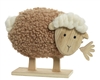 Fluffy Sheep On Wooden Base 21.5cm