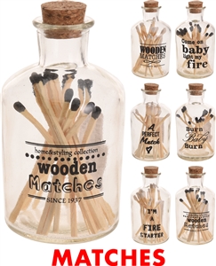 Glass Bottle With Matches 6 Assorted