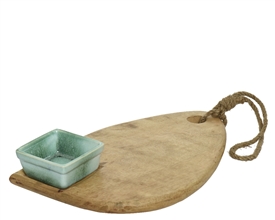 Wooden Serving Board With Ceramic Pot 40cm