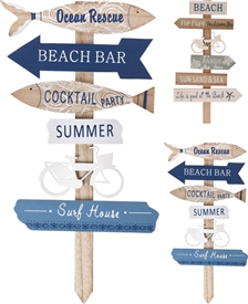 2asst Wooden Beach Sign Post 50cm