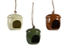 3asst Ceramic Acorn Bird Feeder