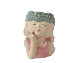 Stoneware Girl Planter 10.6cm