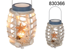 Wooden Lantern With Rope Light Chain 41cm