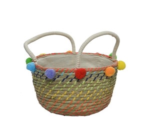 Seagrass Basket With Pompom Cotton Rope - 27cm