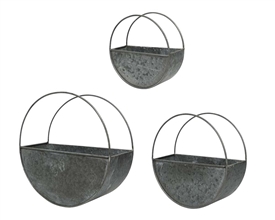 Set Of 3 Zinc Wallplanters - 36cm