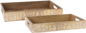 Set Of 2 Wooden Serving Trays