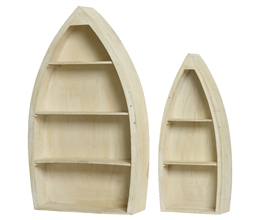 Set Of 2 Wooden Boat Shelf Units 82cm