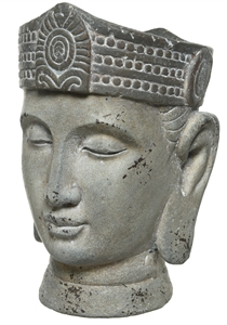 Antique Polyresin Buddha Head Planter- 24.3cm