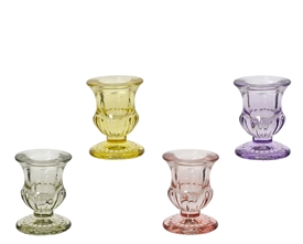 4asst Transparent Glass Candle Holder 6.2cm