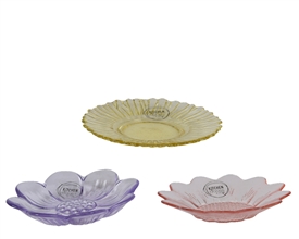 3asst Glass Flower Plate 12cm