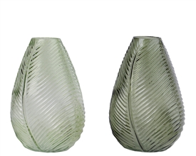 2asst Oval Leaf Design Vase 20cm