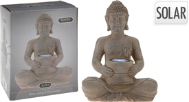 Silver Sitting Buddha Solar Light 28cm