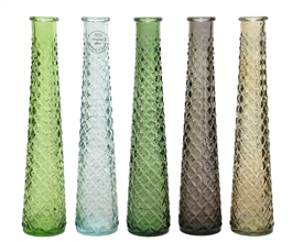 Tall Textured Glass Vase- 5 Assorted- 32cm
