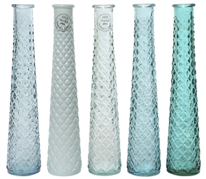 Tall Textured Glass Vase- 5 Assorted- 32cm