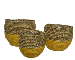 3 Asst Seagrass Round Baskets - 20cm